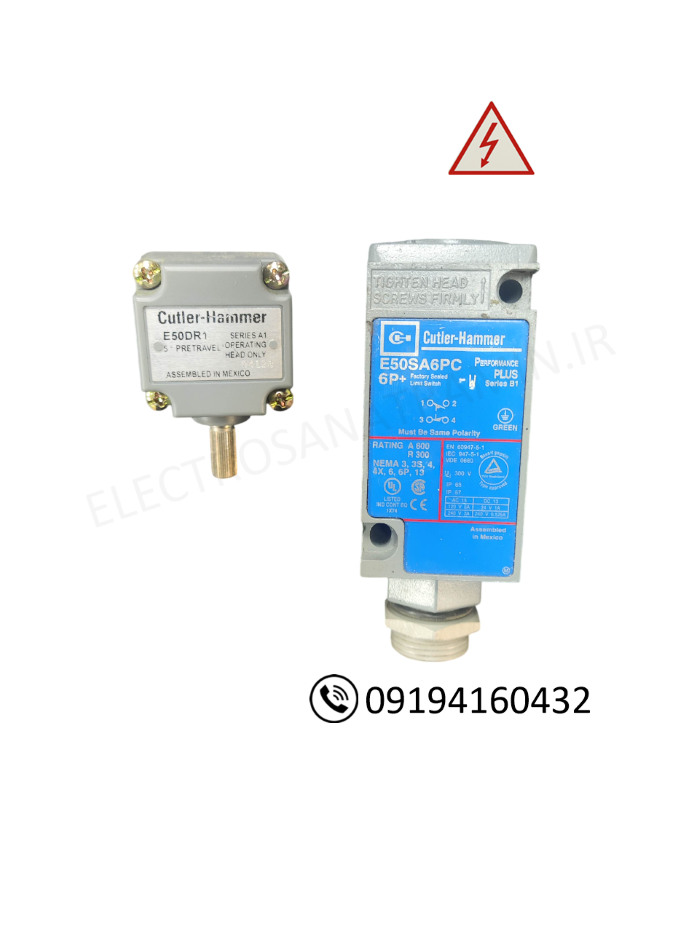 میکروسوئیچ CUTLER HAMMER به همراه کلگی مدل (E50SA6PC , E50DR1)