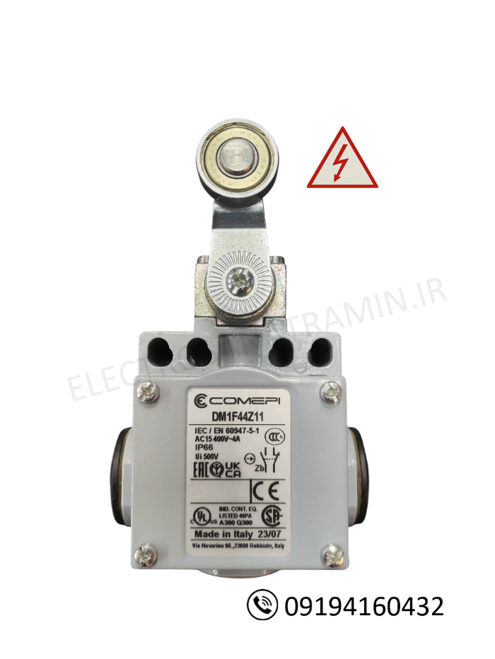 میکروسوئیچ کامپی بدنه پهن فلزی غلطکی دو طرف مدل COMEPI DM1F44Z11